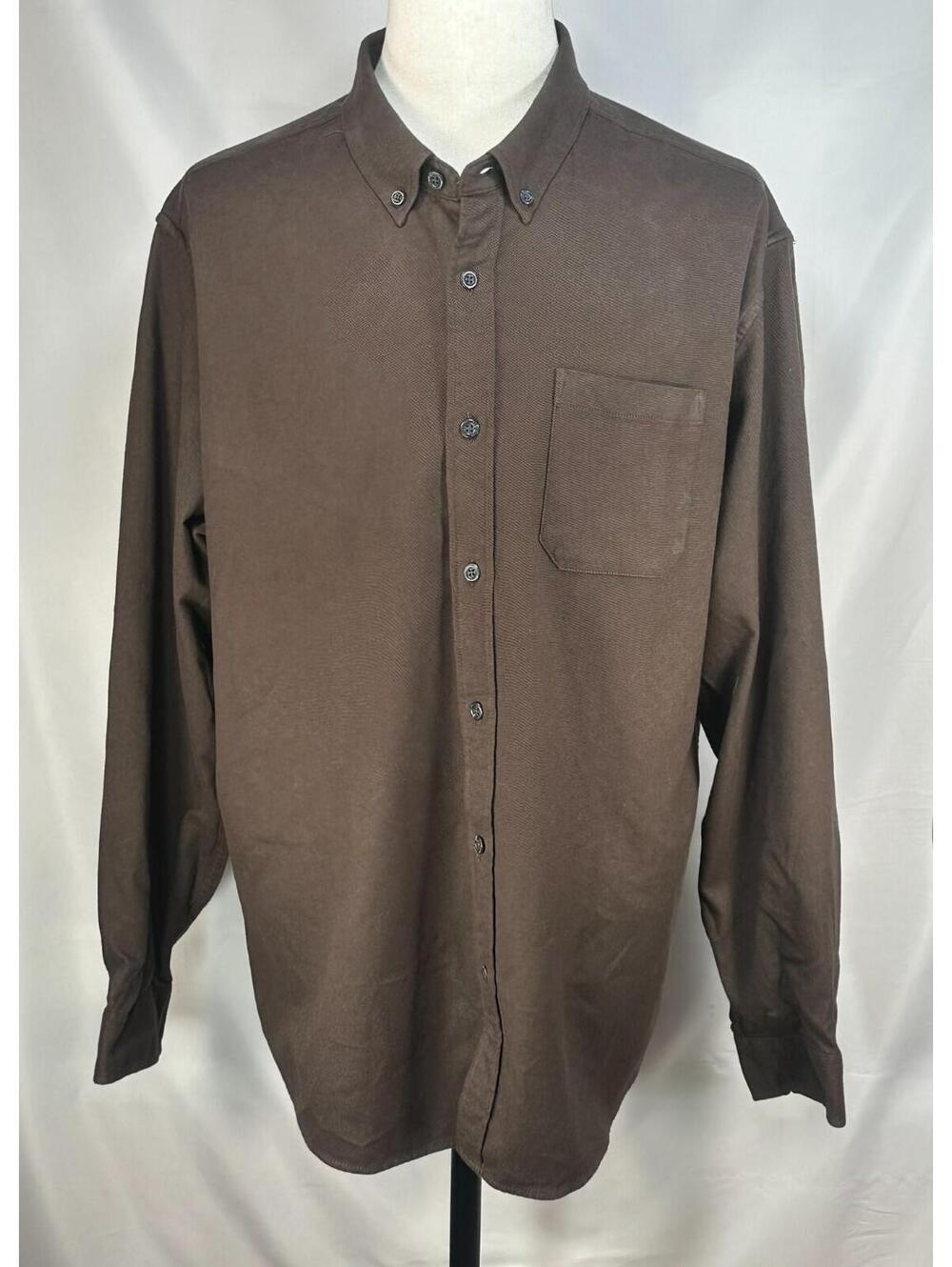 Eddie Bauer Classic Fit Oxford Button Up Brown Mens 2XL